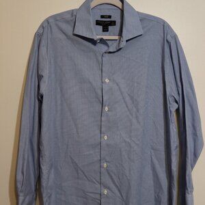 Pronto Uomo Slim Fit Dress Shirt Blue Micro Check 17 32/33